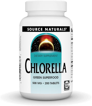 Source Naturals Chlorella 500 Mg Green Superfood, Plant-Based B12-200 Tablets