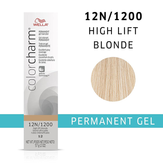 Colorcharm Permanent Gel, Hair Color For Gray Coverage, 12N High Lift Blonde