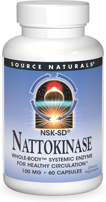 Source Naturals Nattokinase 100mg, Systemic Enzyme for Healthy Circulation - 60 Capsules