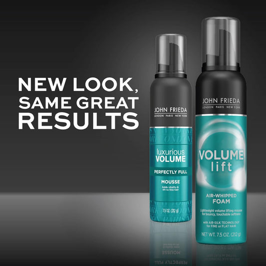 John Frieda Volume Lift Air Whipped Foam For Lightweight Fullness, Fine Hair Nourishing Mousse For Natural Volume, 7.5 Ounces, Formulated With Air-Silk Technology