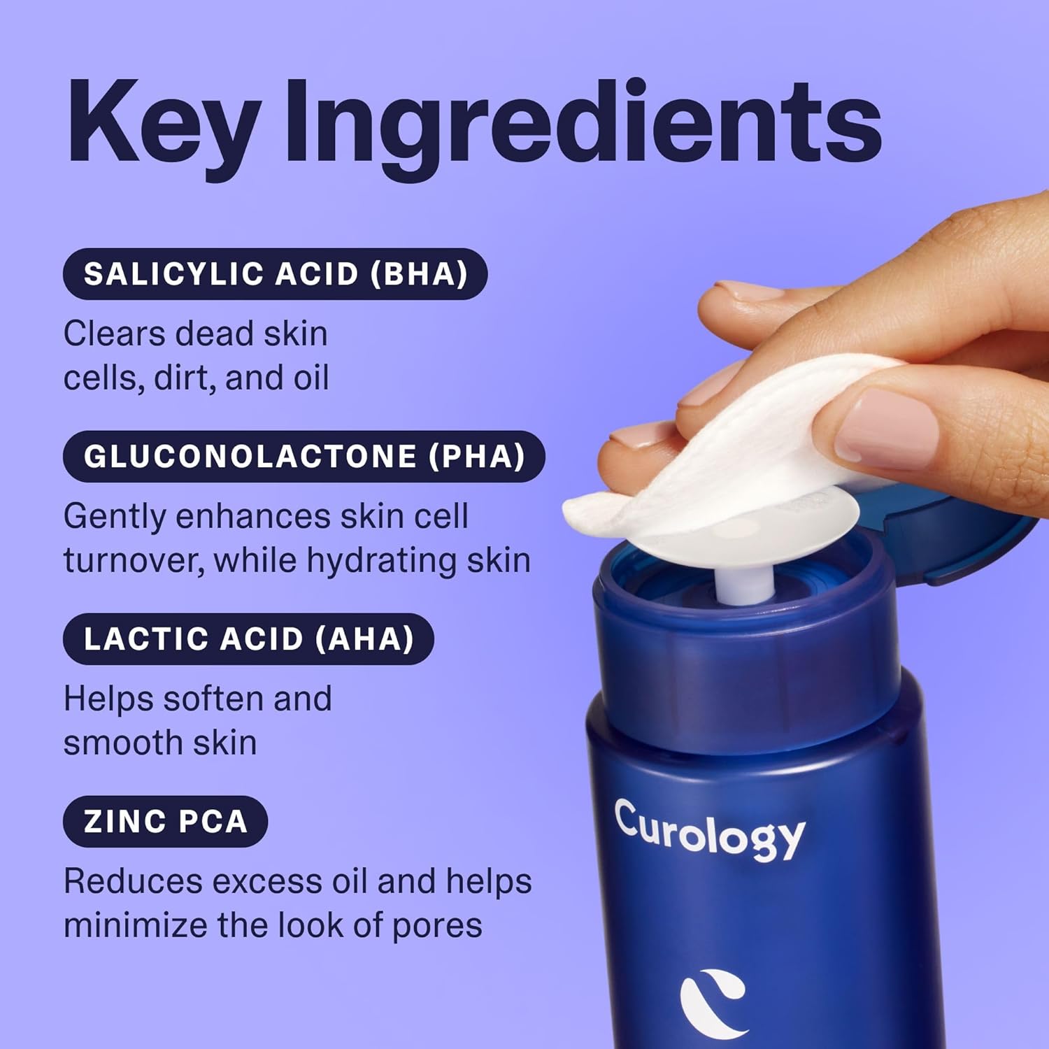 Curology Liquid Pore Exfoliant, 2% Bha Salicylic Acid, 8% Aha/Pha Lactic Acid, And 1% Zinc Pca, Brightening And Exfoliating Facial Skin Care, 4 Fl Oz : Beauty & Personal Care