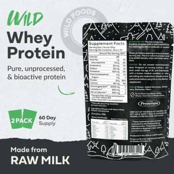 Wild Whey Grass-Fed Protein, Nondenatured Low Carb Cold Process, Gmo-Free, Gluten-Free, Rbgh-Free, Keto, Made In U.S.A, 112 Servings, 1792G Protein, Natural 5 Lb