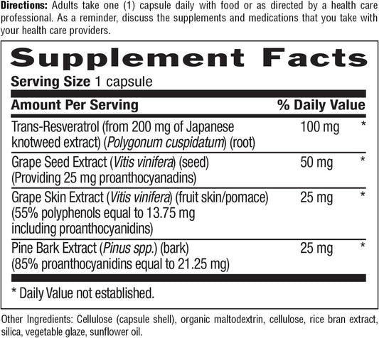 Country Life Resveratrol Plus 1000Mg - Organic Antioxidant Supplement With Pine Bark & Grape Seed Extracts - Vegan, Gluten-Free, Non-Gmo : Health & Household