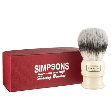 Alexander Simpsons Trafalgar 3 Shaving Brush - T3 Synthetic High Density Fibre Faux Handle Ivory - Simpson Shaving Brushes - Wet Shave Deluxe Thick & Luxurious Lather Dense Extra Soft Bristles