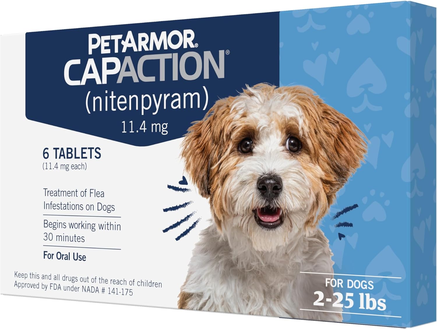 Petarmor Capaction (Nitenpyram) Oral Flea Treatment For Dogs, Fast Acting Tablets Start Killing Fleas In 30 Minutes, Dogs 2-25 Lbs, 6 Doses