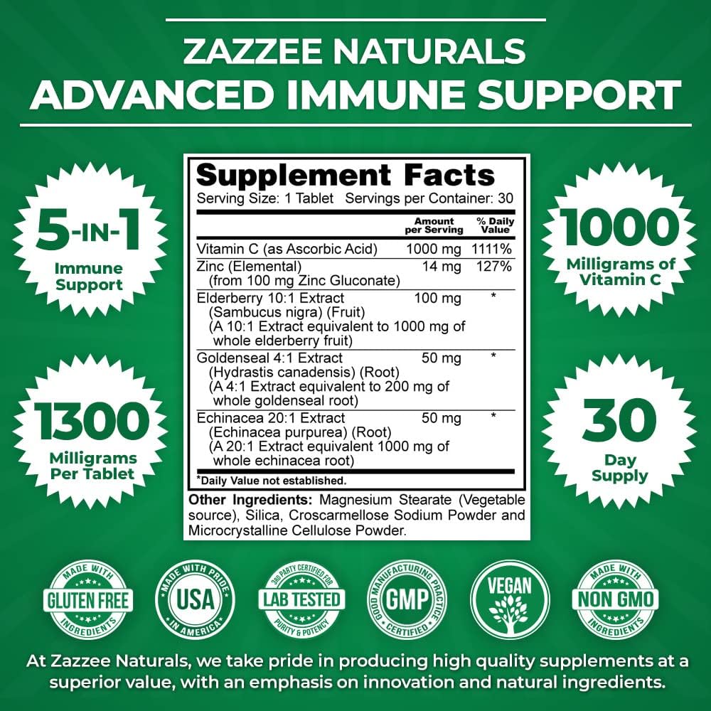 Zazzee Grape Seed Extract Capsules and Advanced Immune Support Tablets : Health & Household