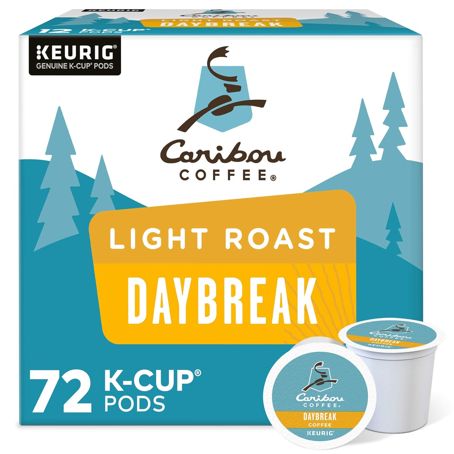 Caribou Coffee Daybreak Morning Blend Keurig Single-Serve K-Cup Pod, Light Roast Coffee, 72 Count (6 Packs of 12)