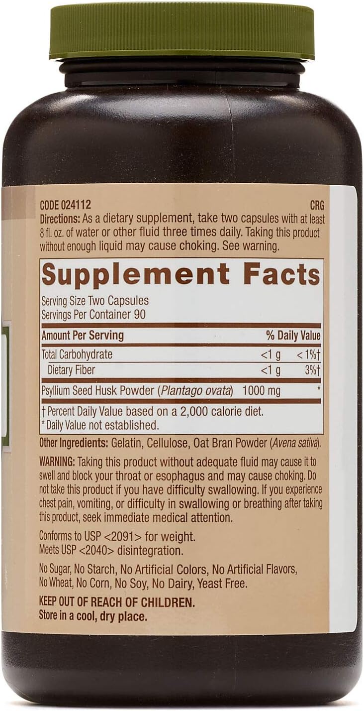 Gnc Natural Brand Psyllium Seed Husk 500Mg, 180 Capsules, Supports Digestive Health : Health & Household