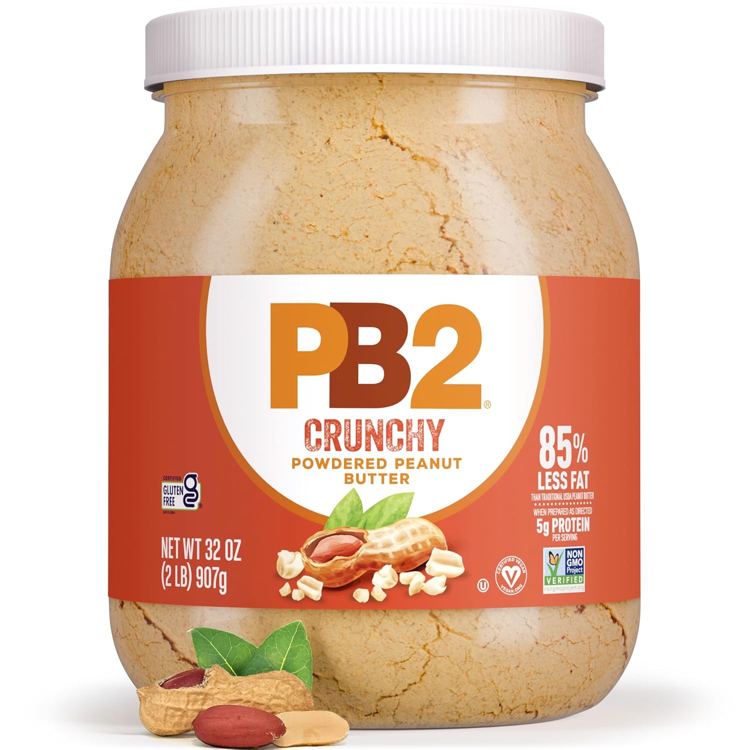 Pb2 Powdered Chocolate Peanut Butter With Cocoa | 2Lb Jar | 4G Of Protein, 90% Less Fat, Certified Gluten Free, Only 50 Calories Per Serving For Shakes, Smoothies, Low-Carb, Keto Diets
