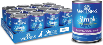 Wellness Simple Natural Wet Canned Limited Ingredient Dog Food, Turkey & Potato, 12.5-Ounce Can (Pack Of 12)