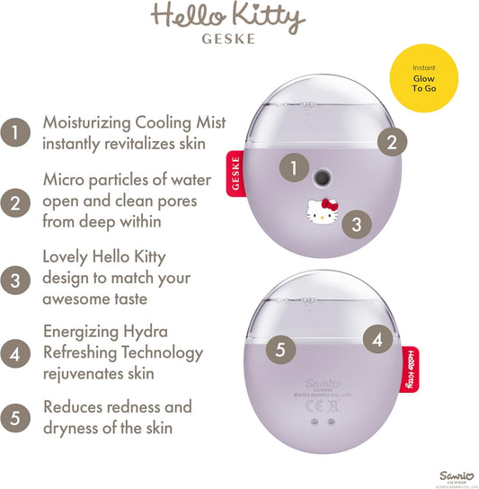 Geske X Hello Kitty | Smartappguided™ Facial Hydration Refresher | 4 In 1 | Water Atomizer | Facial Steamer | Face Mister | Facial Cleansing Device | Mister | Skin Cosmetics | Natural Glow