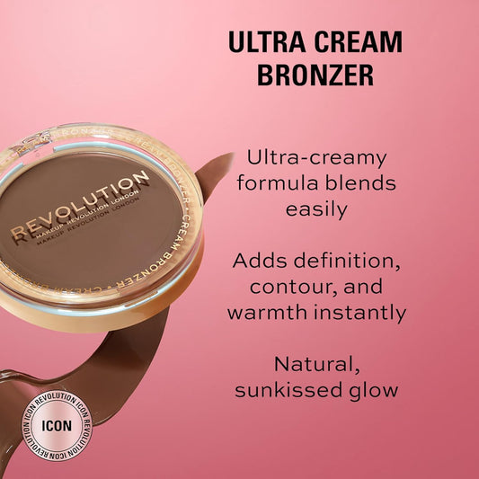 Revolution Beauty London, Ultra Cream Bronzer, Light, For Light Skin Tones, 6.7G
