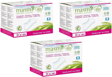 Masmi Ultra Thin Panty Liners Organic Cotton Certified, Individually Wrapped Hypoallergenic, Biodegradable, Perfume, Chlorine And Dioxin Free… (Triple Pack)