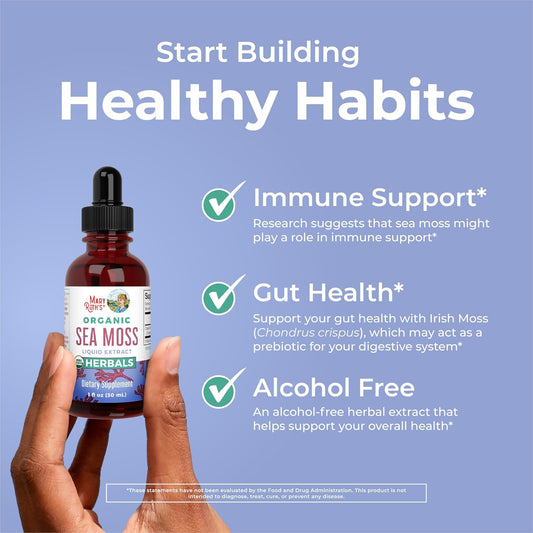 Maryruth Organics Irish Sea Moss Liquid Drops | Sugar Free | Seamoss For Gut Health And Immune Support | Formulated For Adults & Kids Ages 14+ | Unflavored | Vegan | Usda Organic | Non-Gmo | 1 Fl Oz