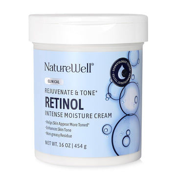 Nature Well Clinical Rejuvenate & Tone Retinol Intense Moisture Cream For Face, Body, & Hands, Anti-Aging, Targets Discoloration, Wrinkles, Sun Damage, Crepey, & Sagging Skin, 16 Oz