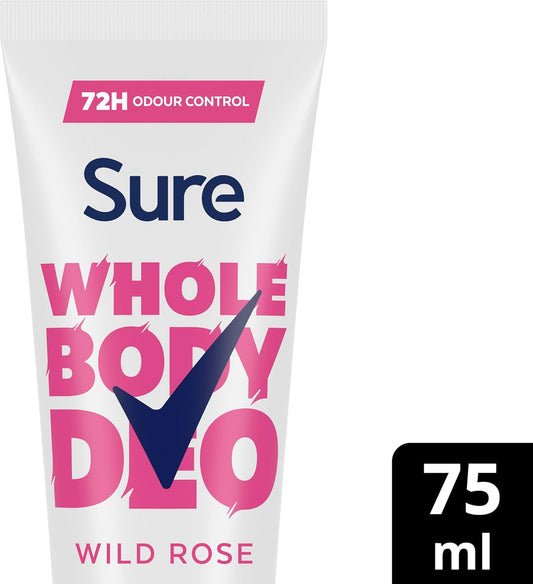 Sure Wild Rose Whole Body Deodorant Women'S Deodorant Cream With A Fresh & Floral Fragrance For 72 Hour Odour Control 75 Ml