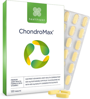 Healthspan High Strength Glucosamine & Chondroitin Joint Support | 500Mg Optiflex Glucosamine Hci & 400Mg Chondroitin Sulphate | Vitamin C For Joint Cartilage | Shellfish Free (120 Tablets)