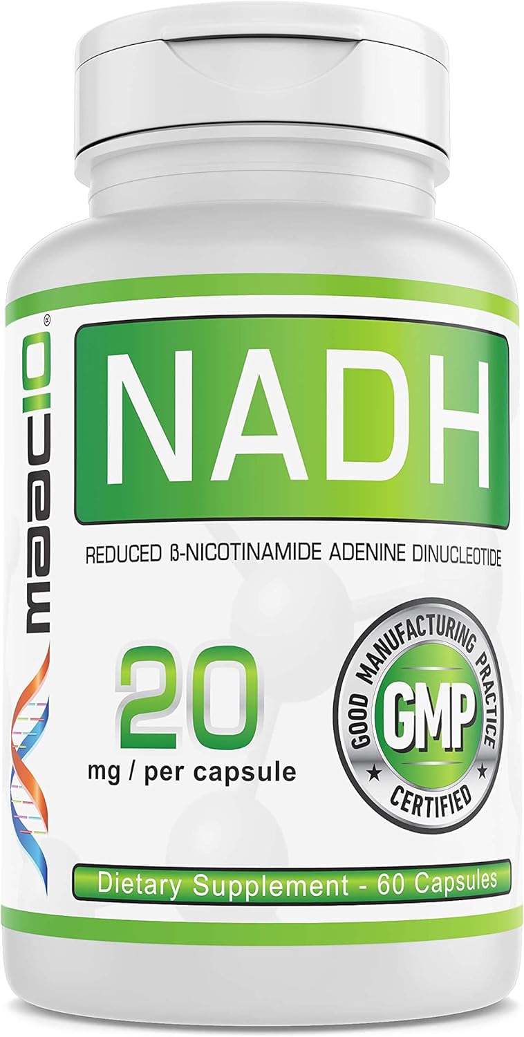 Maac10 Nadh Supplement 20Mg Each 60 Capsules For Energy, Fatigue, Mental Focus & Nad+ Longevity Support | Pharmaceutical Grade 99% Pure Nadh