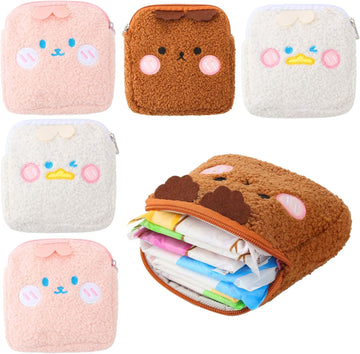 6 Pieces Sanitary Napkin Storage Bag Menstrual Pad Pouch Nursing Pad Holder Portable Coin Pouch for Feminine Pads Panty Liners Tampons and Reusable Pads, 6 x 6 Inch