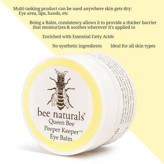 Queen's Best Eye Balm Peeper Keeper - Natural Eyelid Cream with Vitamin E & 10 Oils - Reduces Crow's Feet, Wrinkles & Fine Lines - Moisturizing Skincare
