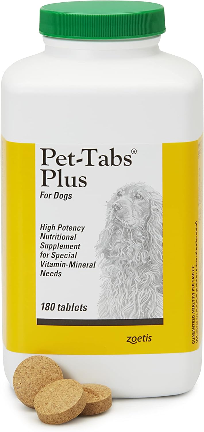 Pet-Tabs Plus Multivitamin and Mineral Supplement for Dogs with Special Nutritional Needs, Chewable Tablet, 180 Count Bottle