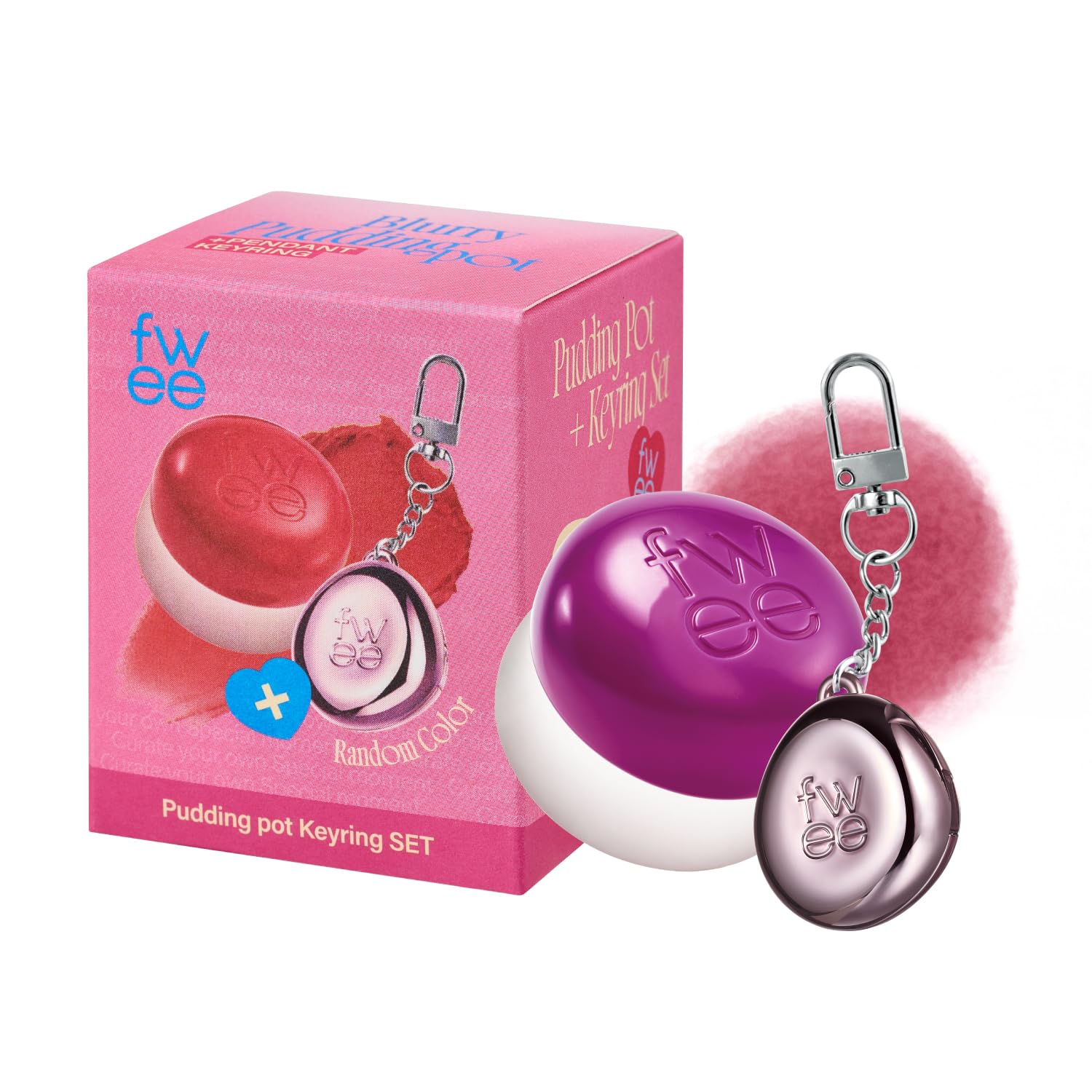 Lip&Cheek Blurry Pudding Pot + Pendant Keyring | Baddie | Random Colored Keyring | Makeup Blush, Buildable Lightweight, Multi-Use Soft Matte Finish | 5G