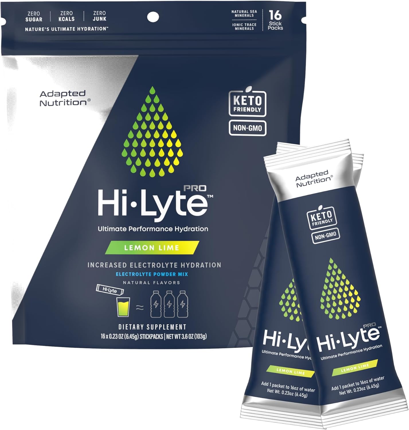 Hi-Lyte Pro Hydration Packets - 16 Individual Drink Packets | Lemon Lime | Flavored Electrolyte Powder Packets | Sugar-Free, Zero Carb, Zero Calorie