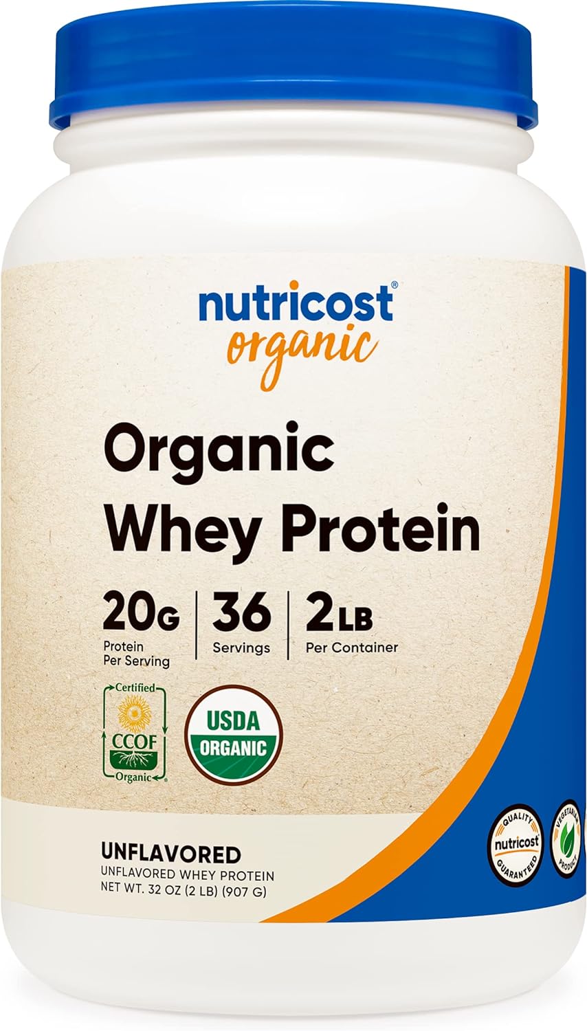 Nutricost Organic Whey Protein Powder (Unflavored) 2 LB - Non-GMOUnfla