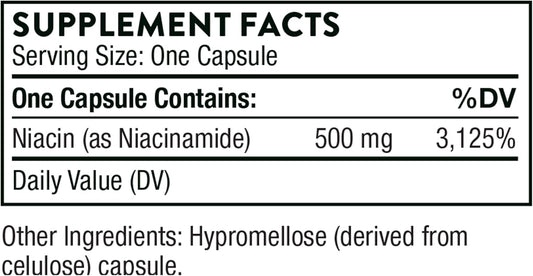 Thorne Niacinamide - 500Mg Niacin - Non-Flushing Form Of Vitamin B3 - Support Joint Health, Skin Health & Restful Sleep - Gluten-Free - 180 Capsules