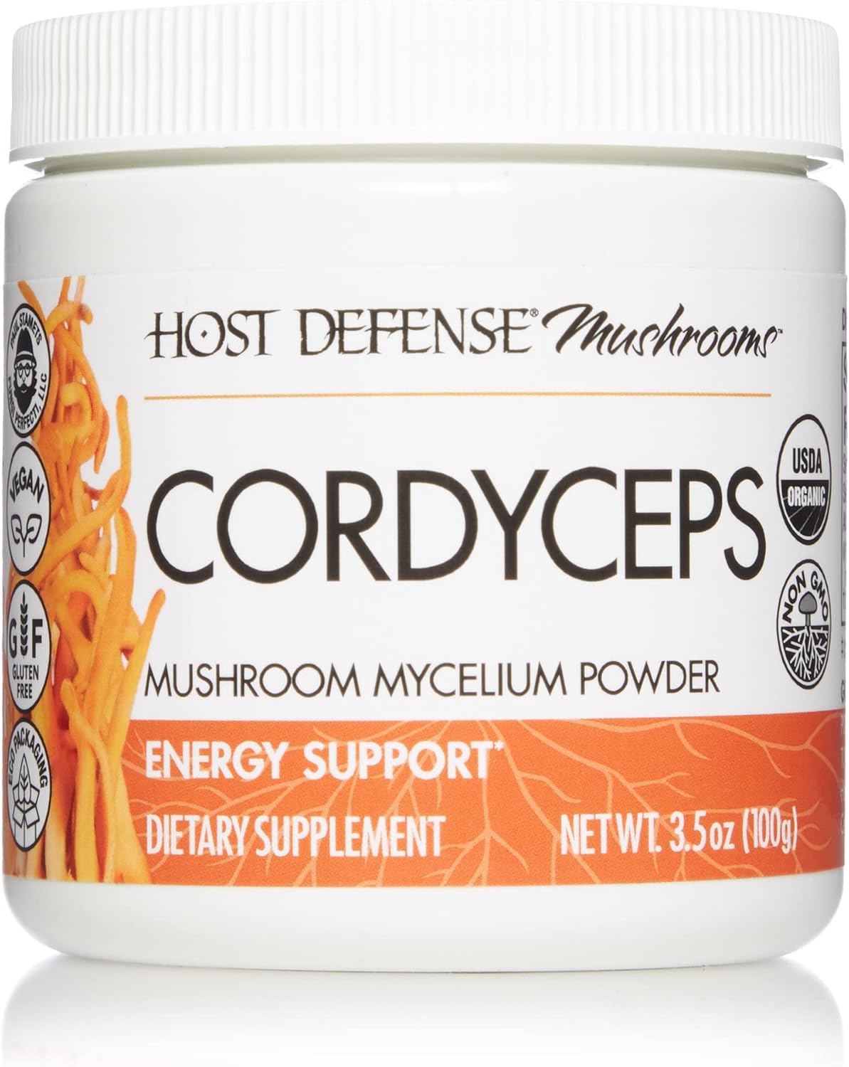 Host Defense, Cordyceps Powder, Supports Energy, Stamina and Athletic Performance, Mushroom Supplement, 3., Plain