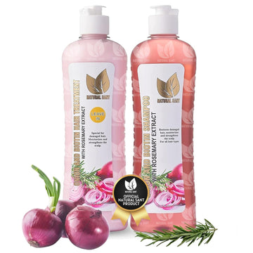 Onion Biotin And Rosemary Shampoo & Treatment For Stronger, Thicker And Longer Strands - Soft Shine, Anti-Hair Loss And Thinning, Growth Formula, Paraben And Silicone Free