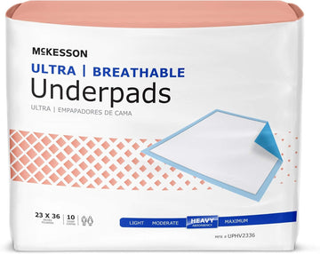 Mckesson Ultra Breathable Underpads, Incontinence Bed Pads, Heavy Absorbency, 23 In X 36 In, 60 Count