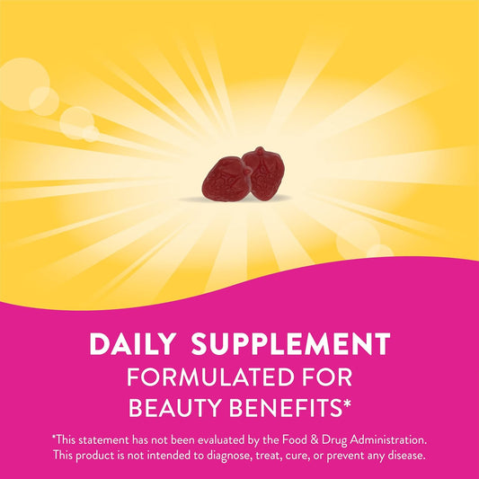 Nature's Way Alive! Hair, Skin & Nails Gummies, with Biotin and Collagen, Beauty Support*, 60 Strawberry avored Gummies