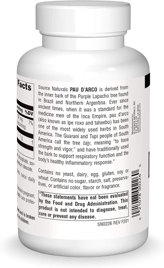 Source Naturals Pau D'Arco Dietary Supplement - 250 Tablets