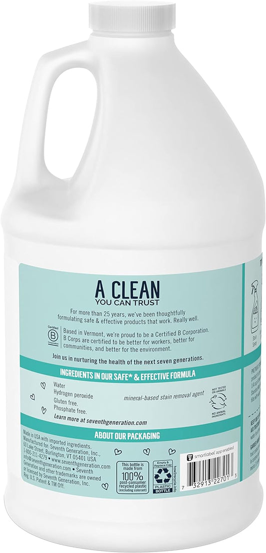 Seventh Generation Non-Chlorine Bleach, 3-in-1 Benefits Fights Stains, Free & Clear, 64 Fl Oz