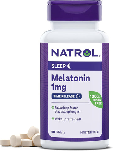 Natrol Melatonin 1 Mg, Dietary Supplement For Restful Sleep, Time Release Sleep Tablets For Adults, 90 Melatonin Tablets, 90 Day Supply