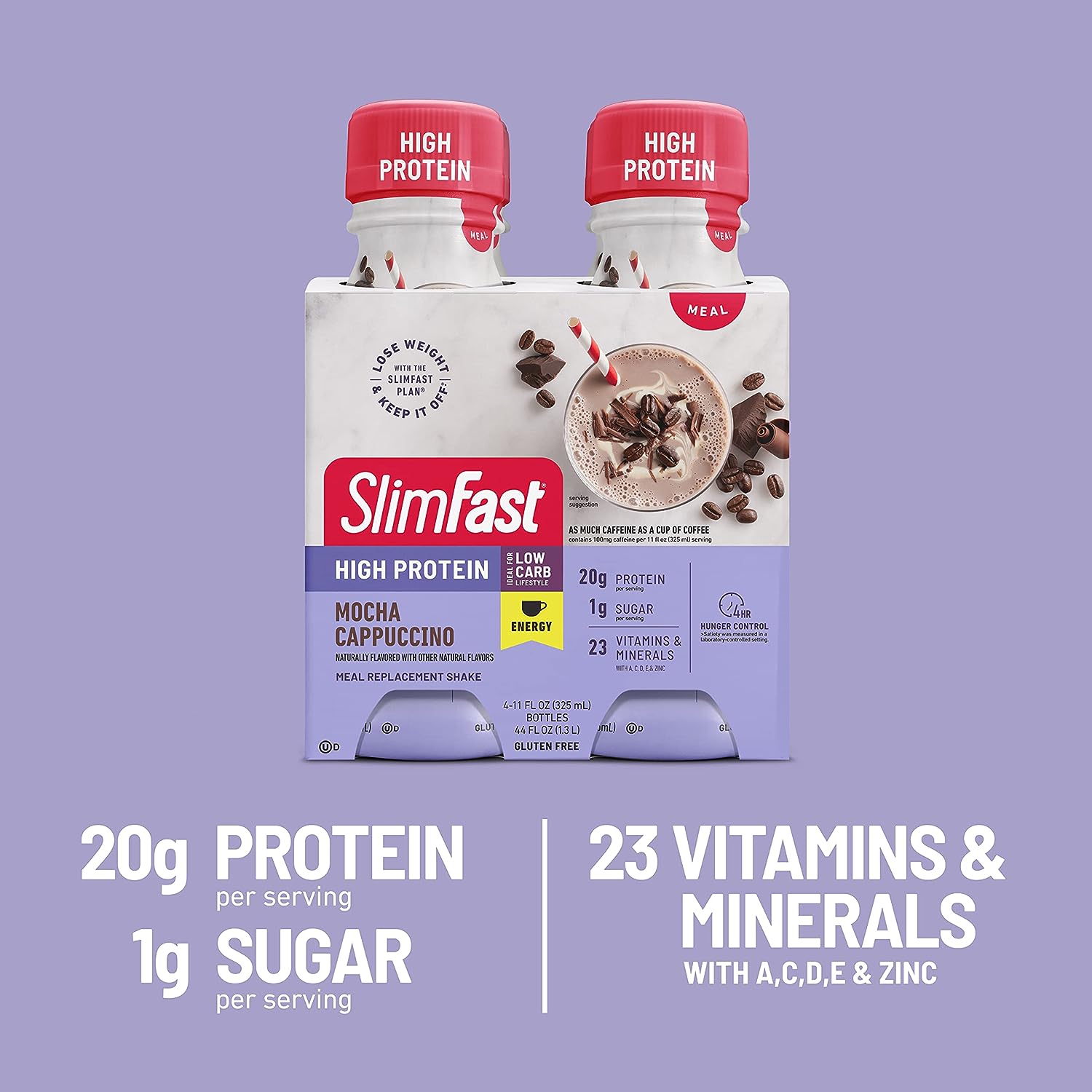 SlimFast Advanced Energy High Protein Meal Replacement Shake, Rich Chocolate, 20g of Ready to Drink Protein with Caffeine, 11 Fl. Oz Bottle, 4 Count (Pack of 3) (Packaging May Vary) : Everything Else