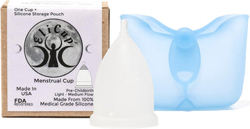 Eli Cup Menstrual Cup - Reusable Medical Grade Silicone Period Cups for Women Heavy Flow Regular Flow Comfortable Soft Dye Free Menstrual Cup Case Storage Up to 12 Hours Tampon & Pad Alt