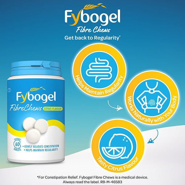 Fybogel Fibrechews Citrus Constipation Fibre 60 Tablets