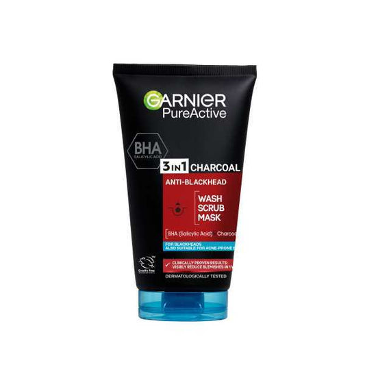 Pure Active 3In1 Charcoal Blackhead Mask Wash Scrub 150Ml