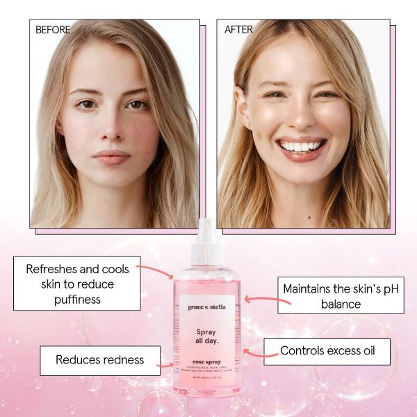 Grace & Stella - Rose Toner Facial Spray - Vegan - 240 Ml