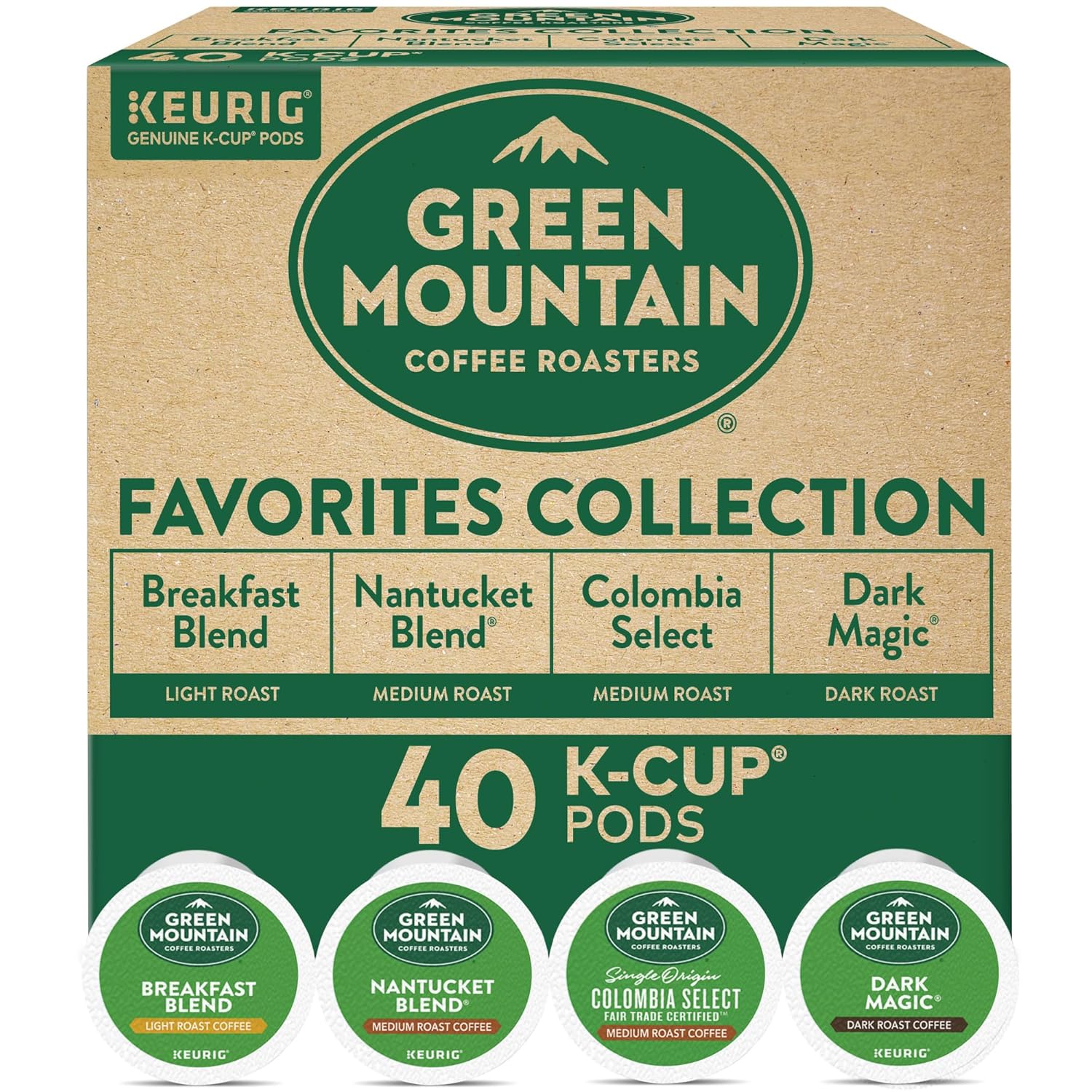 Keurig Green Mountain Coffee Roaster Coffee Roasters Favorites Collection, Single-Serve Coffee K-Cup Pods, Variety, 40 Count