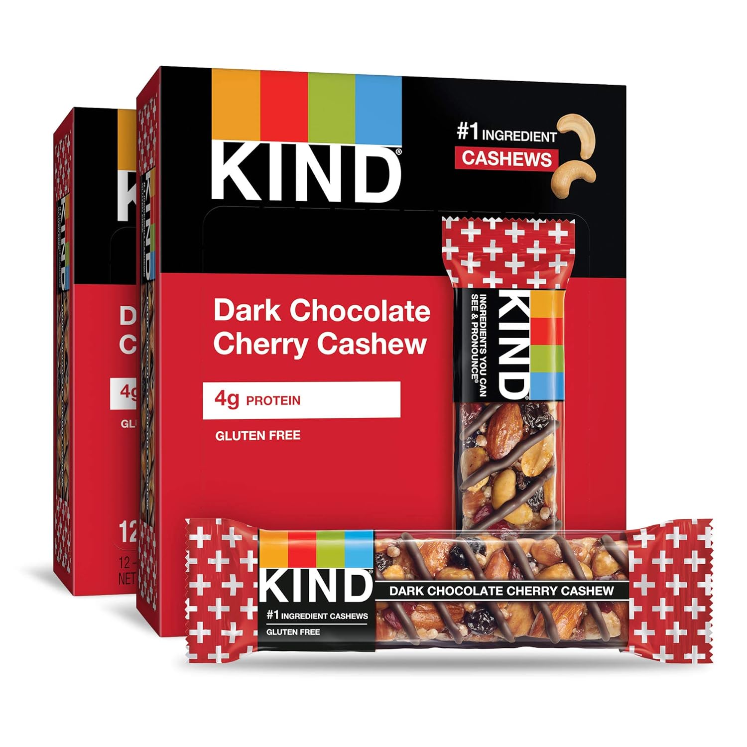 Kind Bars, Dark Chocolate Cherry Cashew, Healthy Snacks, Gluten Free, 24 Count