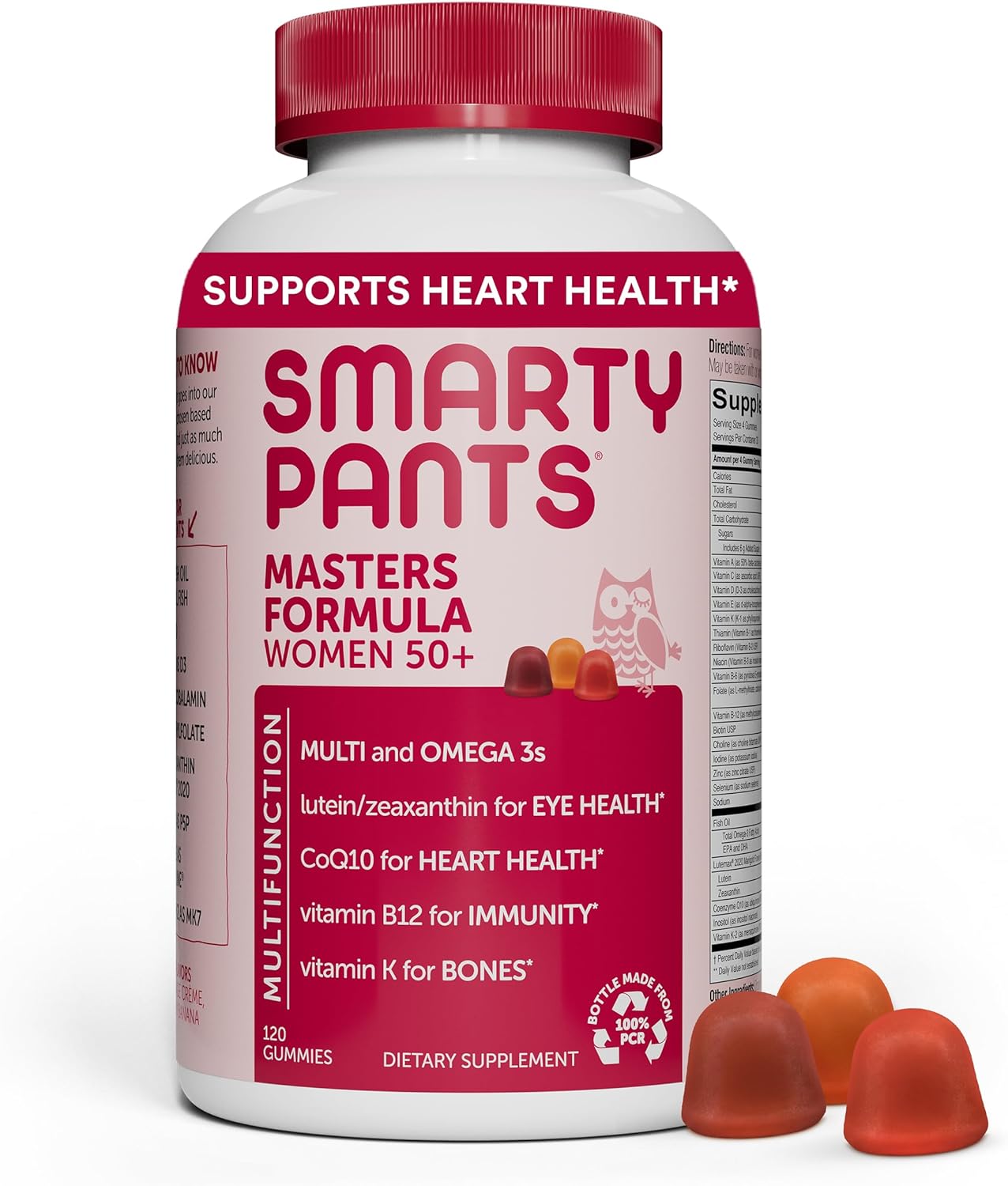 Smartypants Women'S Masters 50+ Multivitamin: Vitamin C, D3 & Zinc For Immunity, Lutein/Zeaxanthin For Eye Health*, Coq10 For Heart Health, Omega 3 Fish Oil (Epa & Dha), B6, 120 Count (30 Day Supply)