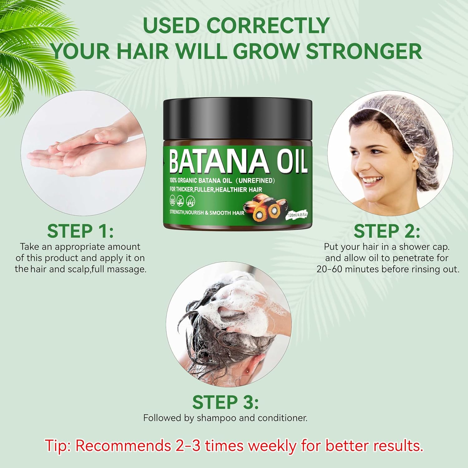 Dr. Sebi Batana Oil For Hair Growth - 100% Organic, Repairs Damaged Hair, Prevents Loss & Enhances Thickness - 4.05 Oz