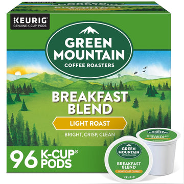 Green Mountain Coffee Roasters Breakfast Blend Single-Serve Keurig K-Cup Pods, Light Roast Coffee, 96 Count (4 Packs of 24)