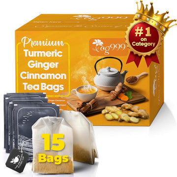 Tog999, Premium 15 Tea Bags Turmeric, Ginger, Cinnamon, 100% Natural, Hand-Made Blend Of Turmeric, Ginger, And Cinnamon Herbal Tea. Eco-Conscious Tea Bags. No Sugar, No Caffeine, No Gluten, Vegan