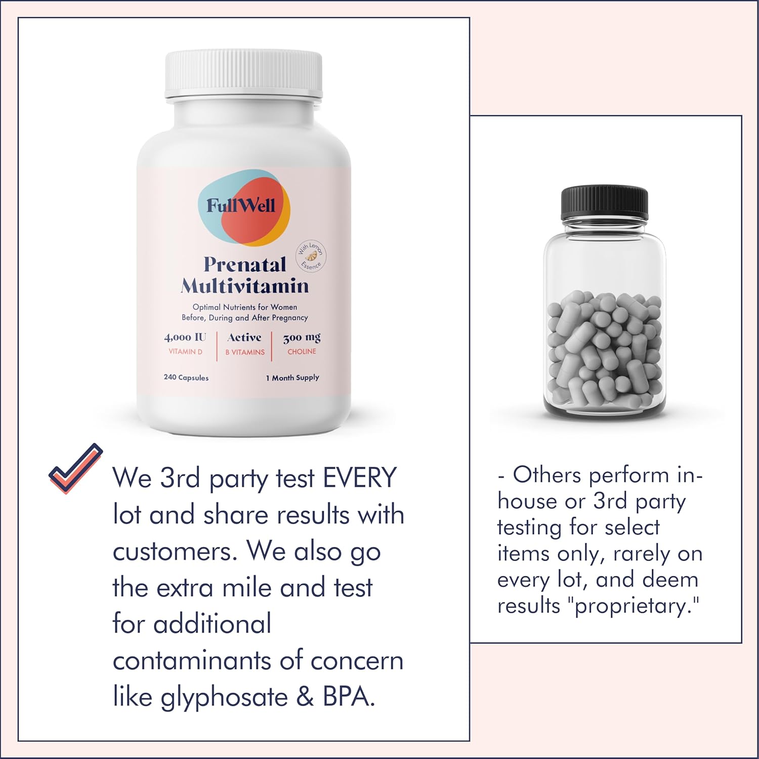 FullWell Prenatal Vitamins Lemon | choline, folate, vitamin D for fetal growth, brain development | 26 Vital Nutrients | Dietitian-formulated, OBGYN recommended, non-GMO, 3rd Party tested, 60 Servings : Health & Household