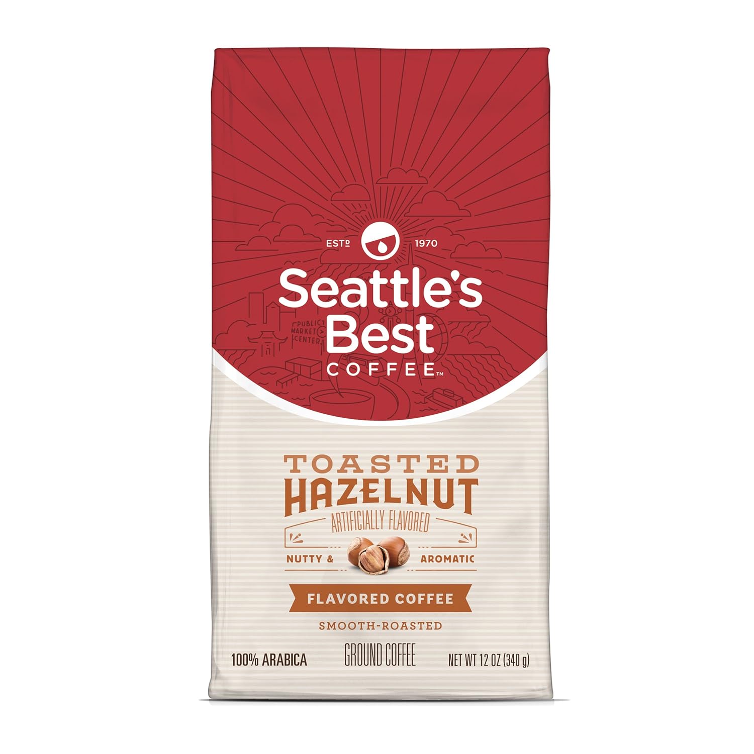 Seattle's Best Coffee Toasted Hazelnut Flavored Medium Roast Ground Coffee, 12 Ounce (Pack of 1)