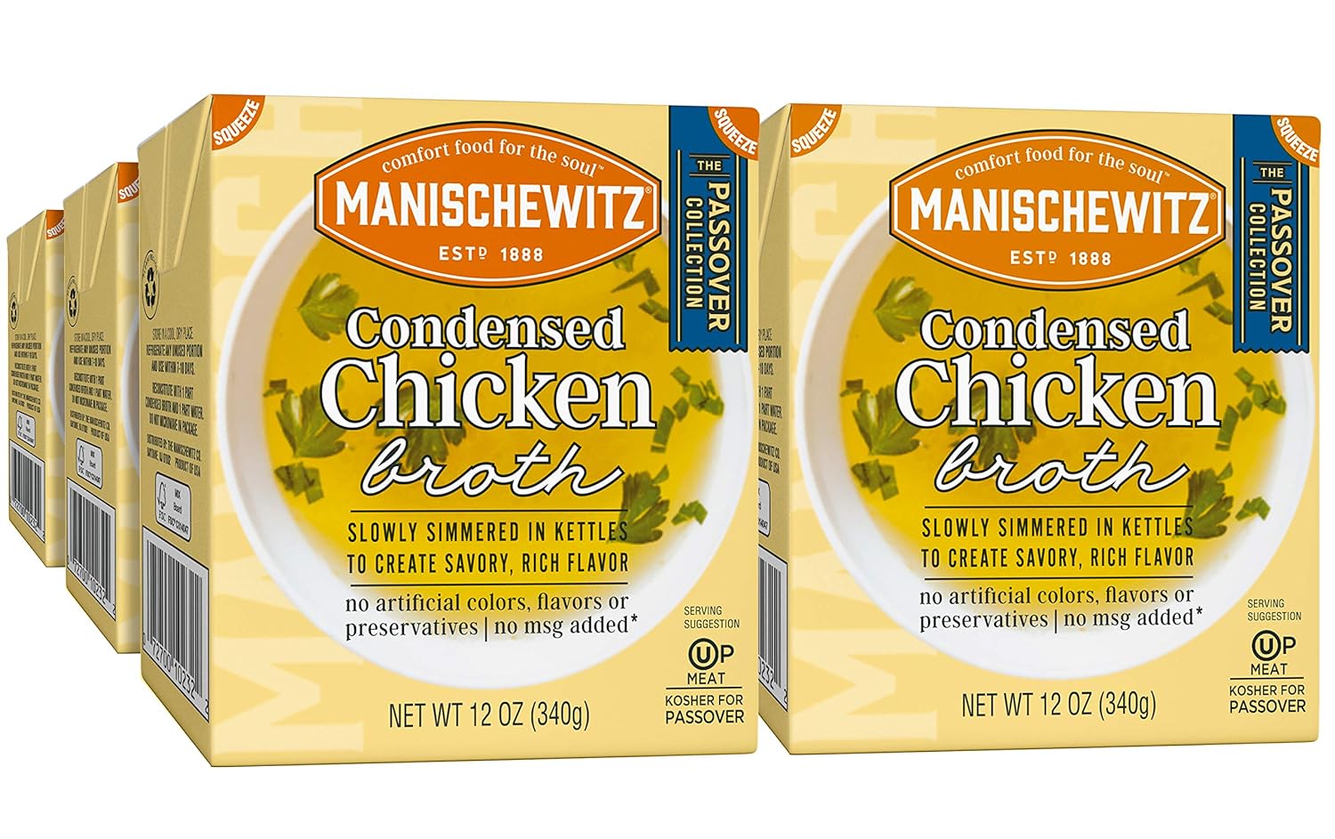 Manischewitz Condensed Chicken Broth 12oz (6 Pack), Flavorful, Kettle Cooked, Slowly Simmered
